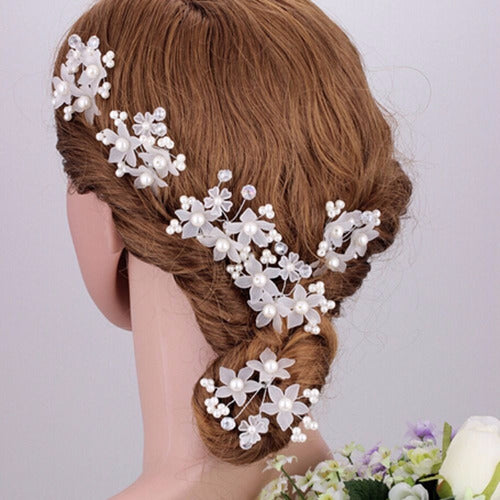4 Arranjo Enfeite Cabelo Noiva Perola Dama Daminha Debutante