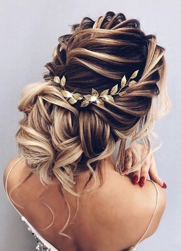 Tiara Arranjo Enfeite Cabelo Noiva Dourado Prata Folha Grega