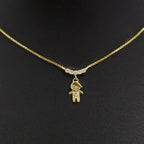 Colar Menino Pedra Zirconia Dourado F. Ouro 18k Semi Joia