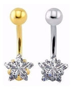 Piercing De Umbigo Dourado Ou Prata Estrela Pequeno Delicado