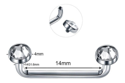 Piercing Surface Pedra Cristal 100% Titânio