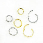 Piercing Argola 100% Titânio Septo Daith Pedra Zircônia 8 10