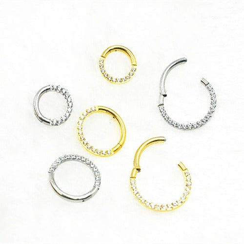 Piercing Argola 100% Titânio Septo Daith Pedra Zircônia 8 10