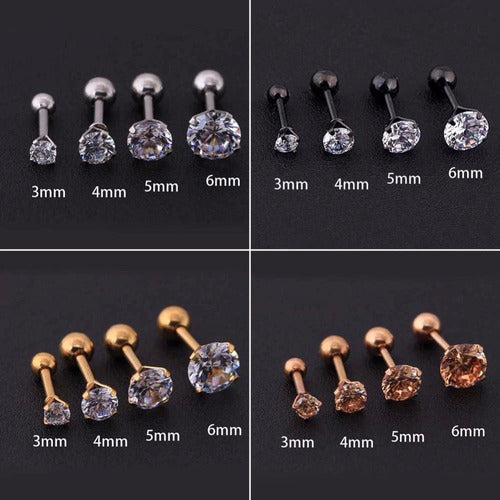 Piercing Tragus Cartilagem Ponto De Luz Dourado 2 3 4 5 Mm