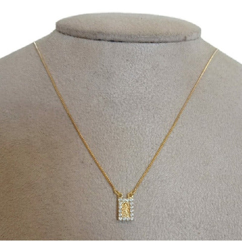 Escapulário Pedra Zirconia Dourado Folheado A Ouro Semi Joia