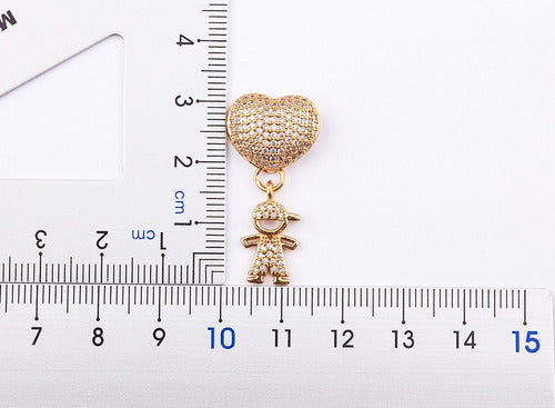 Colar Filhos Pedra Zirconia Coração Menino Menina Casal