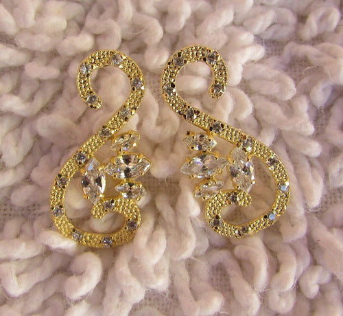 Brinco Dourado Noiva Pedra Zirconia Verde Azul Preto Festa