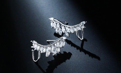 Brinco Ear Cuff Noiva Pedra Zirconia Prata Festa Debutante