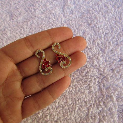 Brinco Dourado Noiva Pedra Zirconia Verde Azul Preto Festa