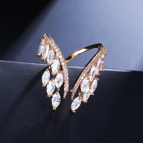 Anel Noiva Pedra Zirconia Festa Prata Ou Dourado Casamento