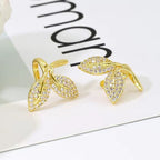 Piercing Argola Falso Fake Pedra Zirconia Folheado Folhas