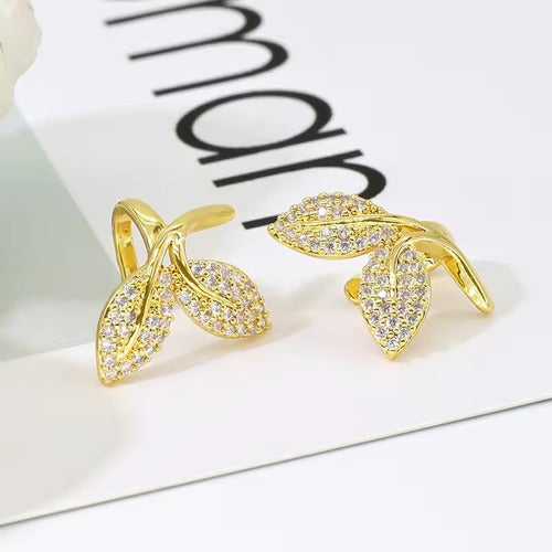 Piercing Argola Falso Fake Pedra Zirconia Folheado Folhas