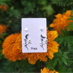 Trio Brinco Prata Coração Lua Fé