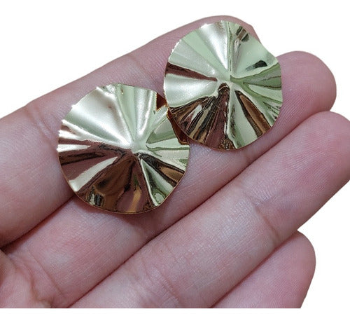 Brinco Chapa Pequeno Redondo Delicado Folheado A Ouro 18k