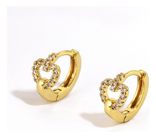 Brinco De Argola Maça Pedra Zircônia Dourado F Ouro Pequeno