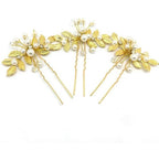 Arranjo Enfeite Dourado Cabelo Noiva Perola Dama Debutante