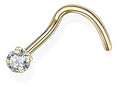 Piercing Nariz Nostril Dourado / Prata Pedra Zirconia 1,5 Mm