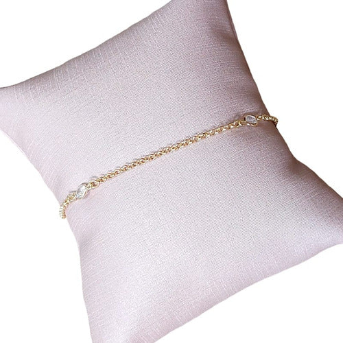 Pulseira Pedra Zirconia Folheada A Ouro 18k Dourada