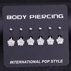 Piercing De Umbigo Prata Flor Zirconia Pequeno Aço 316