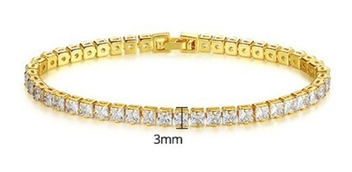 Pulseira Bracelete Riviera Zircônia Noiva Dourada Debutante