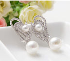 Brinco Pérola E Zirconia Noiva Delicado Prata Grande Luxo