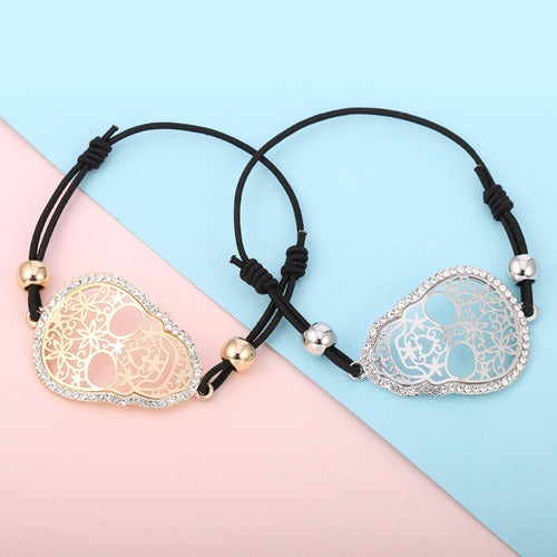 Pulseira Bracelete Caveira Mexicana Festa Pedra Strass
