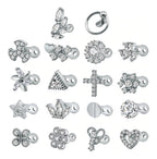 Piercing Microdermal Zirconia Pedra Coração Estrela Cruz Flo