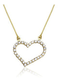 Colar Coração Com Pedra De Zirconia Dourado Folheado A Ouro