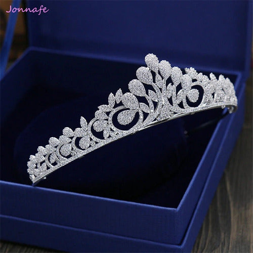 Coroa Tiara Cabelo Noiva Prata Zirconia Princesa Luxo Linda