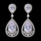 Brinco Noiva Pedra Zirconia Prata Gota Debutante Grande