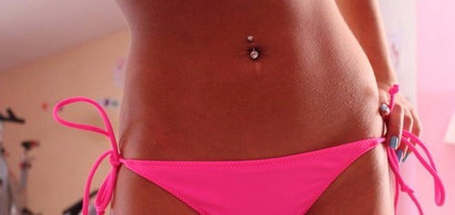 Piercing Umbigo 2 Pedras Aço Cirúrgico Haste De 6 8 10 Mm