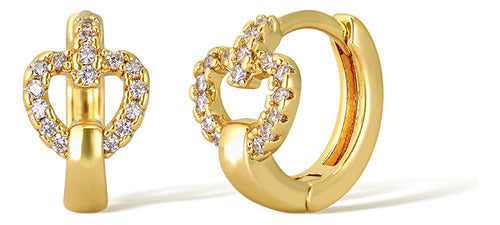 Brinco De Argola Maça Pedra Zircônia Dourado F Ouro Pequeno