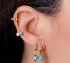 Piercing Argola Orelha Falso Fake Dourado Barato Bolinhas