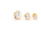 Trio Brinco Pedra Zirconia Gota F Ouro Dourado Folheado - Dourado