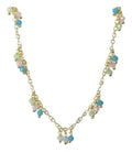 Colar Chocker Pedra Colorido Folheado A Ouro 18k Semi Joia