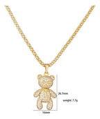 Colar Pingente Urso Ted Bear Pedras Zirconias Dourado F Ouro