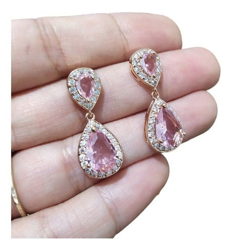 Brinco Noiva Pedra Zirconia Dourado Ou Prata Gota Debutante