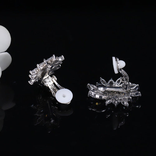 Brinco De Pressão Com Zirconia Noiva Casamento Prata Fixo