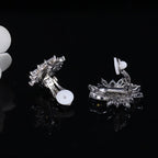 Brinco De Pressão Com Zirconia Noiva Casamento Prata Fixo