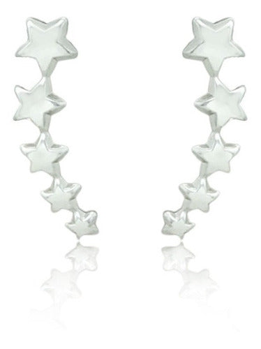 Brinco Ear Cuff  Estrelas Folheado A Prata Antialérgico