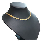 Colar Fita Trançado Duplo Largo Dourado Ou Prata Aço Inox