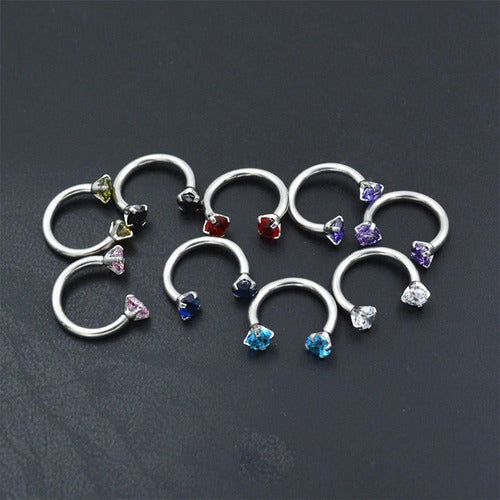 Piercing Septo Ferradura Nariz Cartilagem Pedra Zirconia Aço