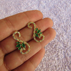 Brinco Dourado Noiva Pedra Zirconia Verde Azul Preto Festa