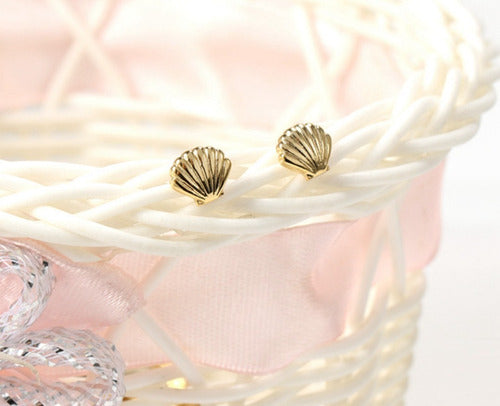 Brinco Concha Do Mar Moda Praia Dourado Folheado A Ouro 18k