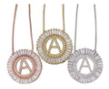 Colar Mandala Letra Pedra Zirconia Prata Semi Joia Grande