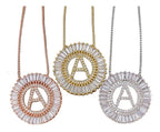 Colar Mandala Letra Pedra Zirconia Prata Semi Joia Grande
