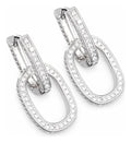 Brinco Argola Pedra Zirconia Retangular Rodio Prata Social Prateado