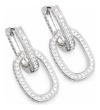 Brinco Argola Pedra Zirconia Retangular Rodio Prata Social Prateado