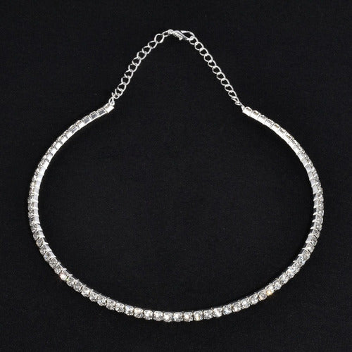 Colar Chocker Prata Gargantilha Noiva Festa Debutante 1 Fila