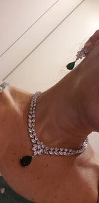 Colar E Brinco Noiva Zircônia Prata Festa 15 Anos Luxo